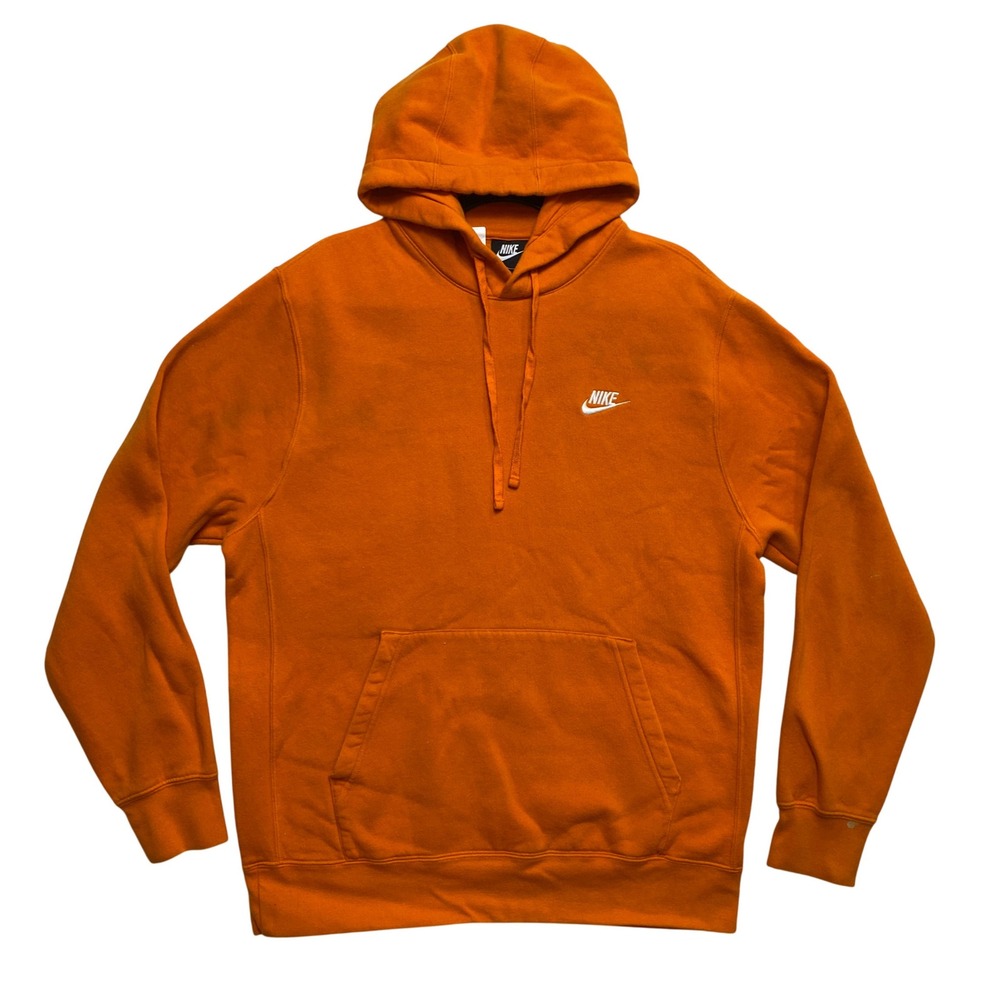 Nike Hoodie Mens XL Orange Sportswear Club Fleece Pullover Embroidered Logo